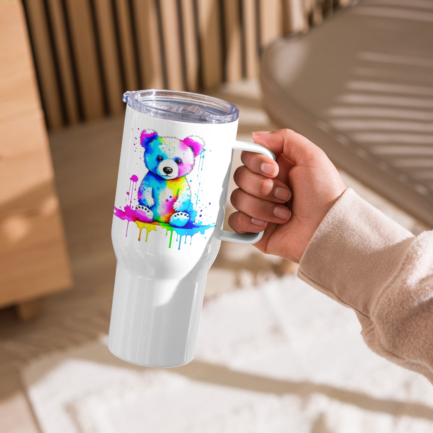 Vibrant Bear Travel mug with a handle