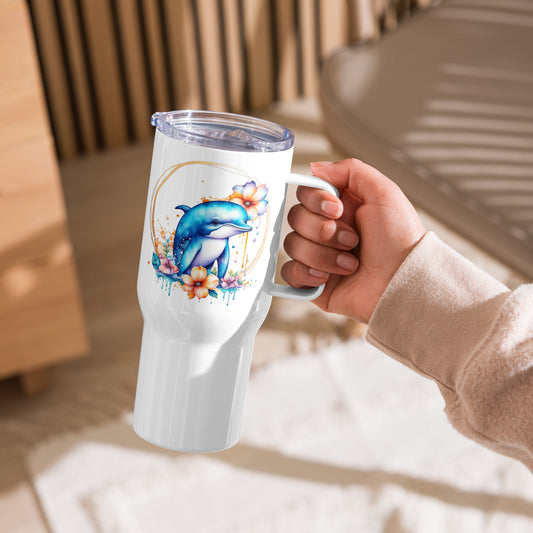 Golden Dolphin Travel mug with a handle