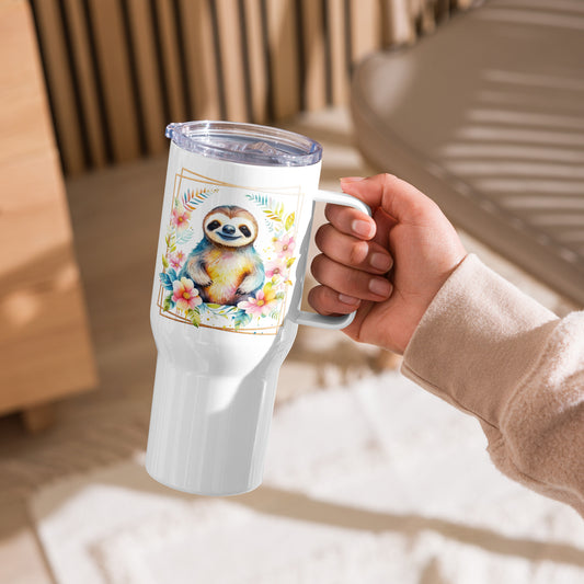 Golden Sloth Travel mug with a handle