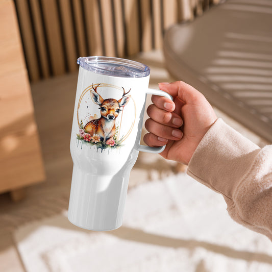 Golden Deer Travel mug with a handle