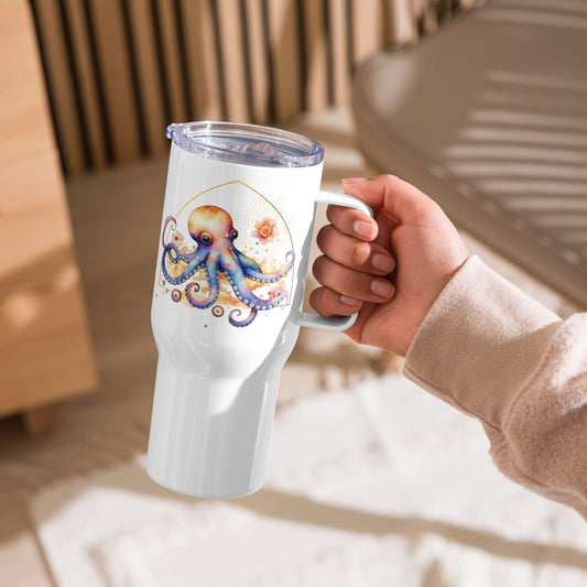 Golden Octopus Travel mug with a handle