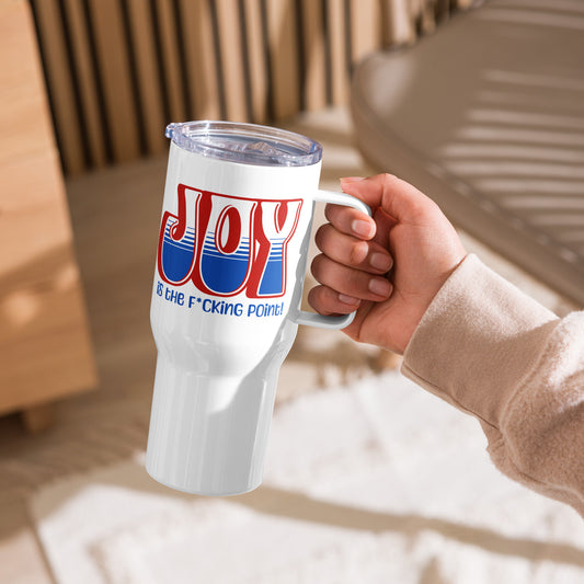 JOY (red white blue) Travel mug with a handle