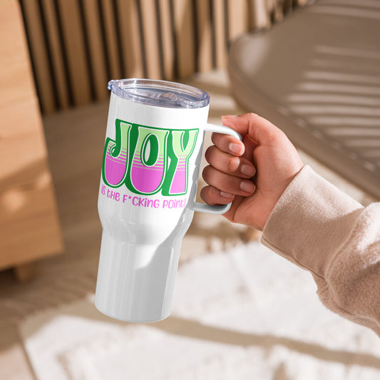 JOY (green pink) Travel mug with a handle