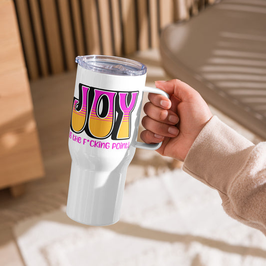 JOY (black pink orange) Travel mug with a handle