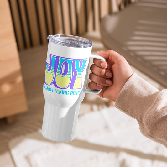 JOY (purple blue yellow) Travel mug with a handle