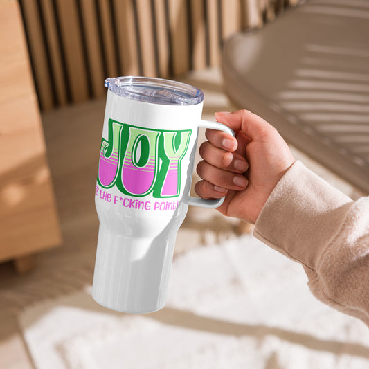 JOY (green pink) Travel mug with a handle