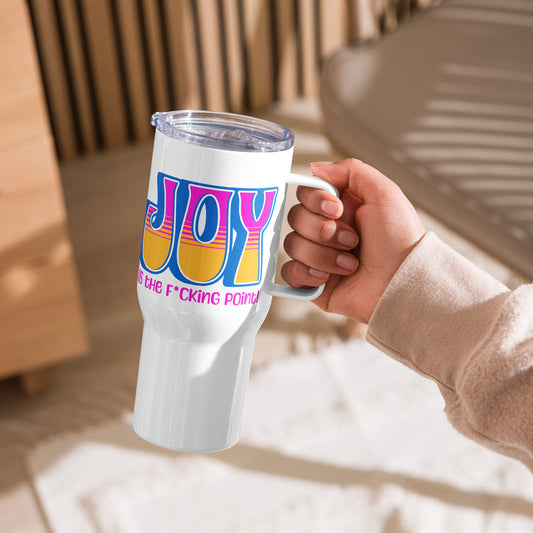 JOY (blue pink orange) Travel mug with a handle