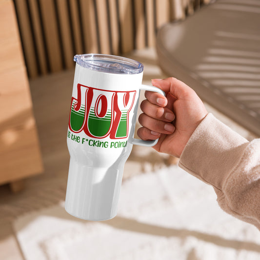 JOY (red holiday) Travel mug with a handle