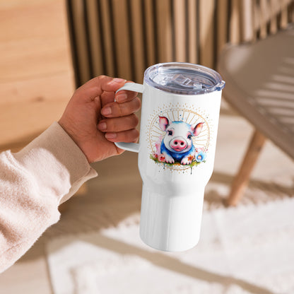 Pig Travel mug with a handle