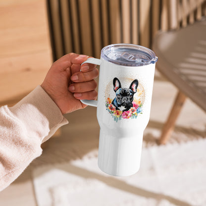 Black Frenchie Travel mug with a handle