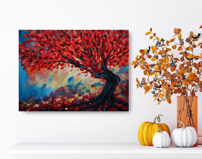 Red Fall Tree Original Art