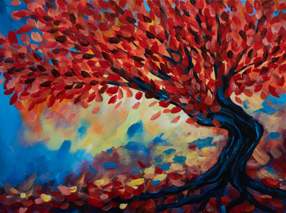 Red Fall Tree Original Art