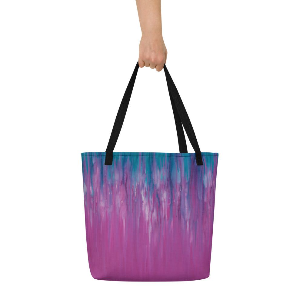 Pink Meets Teal Large Tote w/ Pocket v2