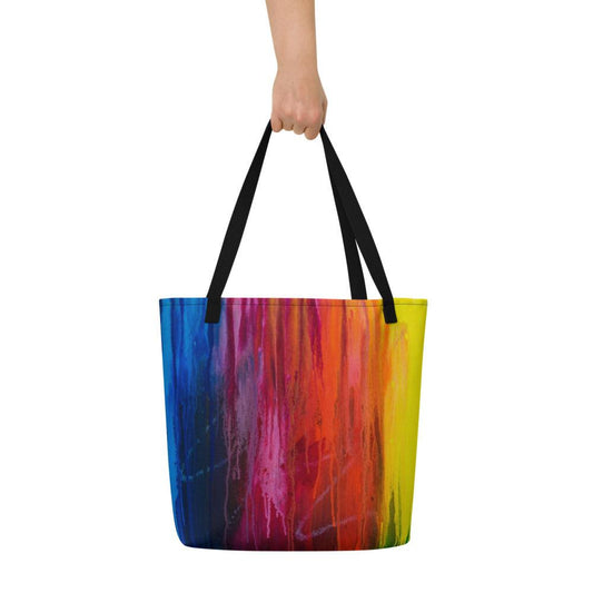 Drippy Rainbow Large Tote w/ Pocket - Andrea Morgan - Art and Soul 