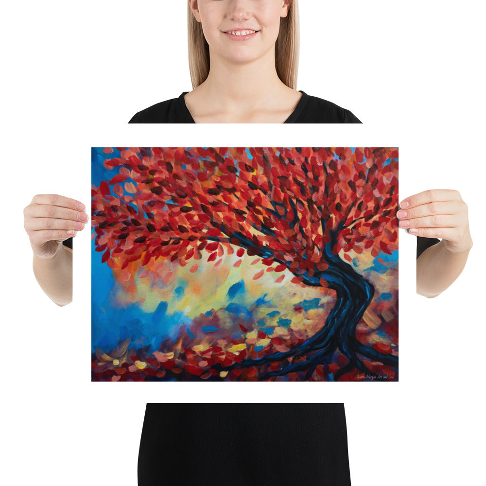 Red Fall Tree Art Print