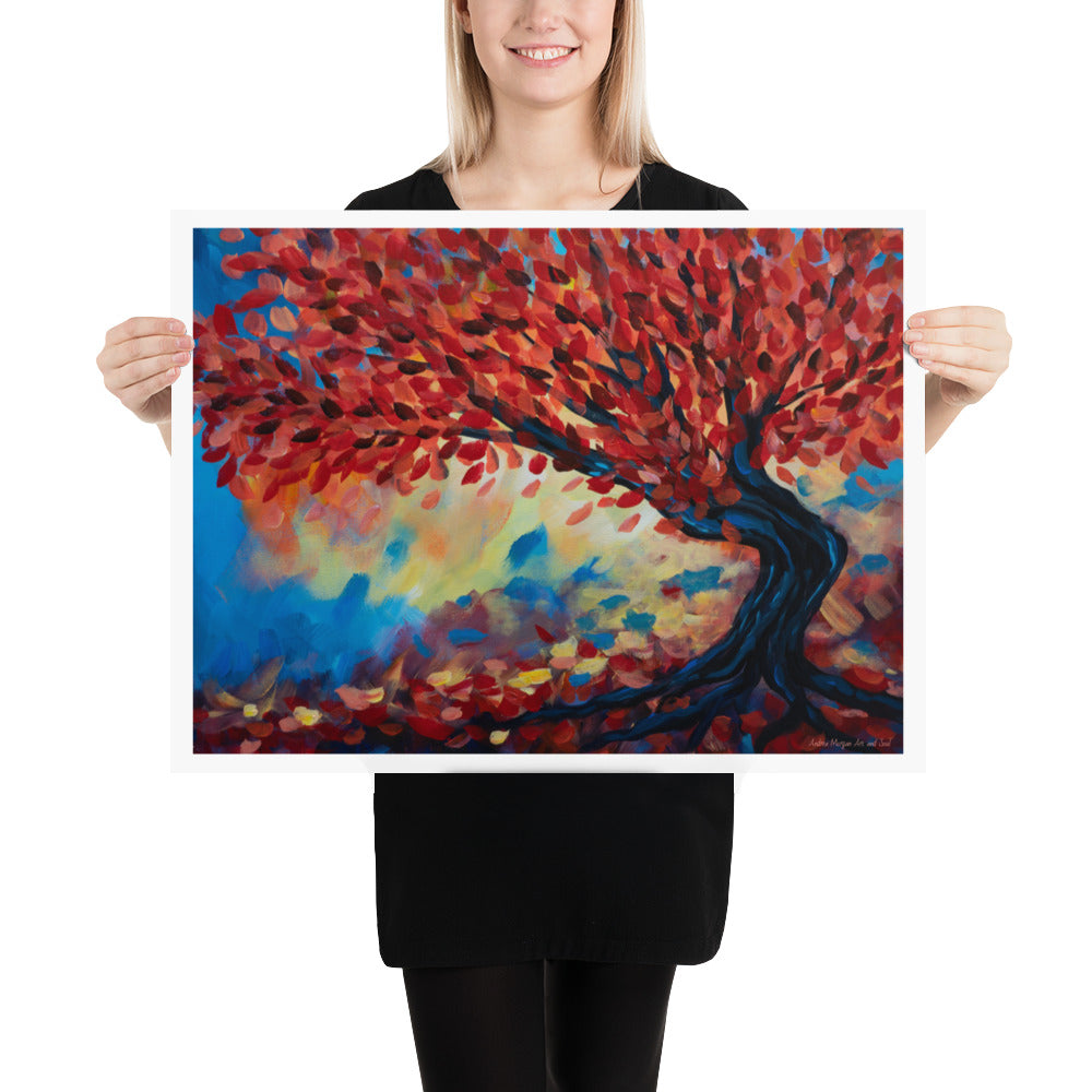 Red Fall Tree Art Print